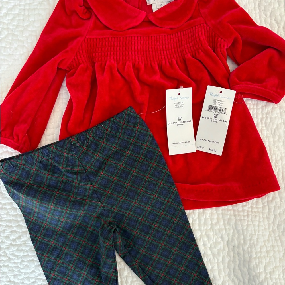 NWT Ralph Lauren Red and Green Holiday Set
